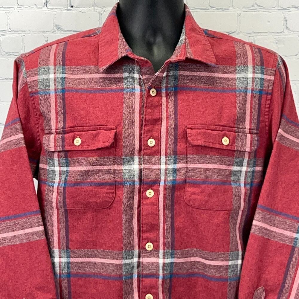 Lucky Brand Humboldt Plaid Workwear Button Front Shirt Red Long Sleeve M Medium